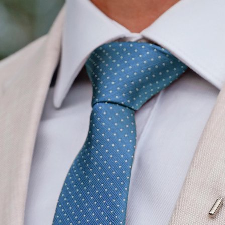 Blue Polka Dot Silk 6cm Tie for Men - Patterned Ties