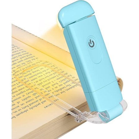 Amber Boglys, USB Genopladelig Boglys til Læsning, Klips-på Boglys, Justerbar Lysstyrke, Søvnlys, Varmt Hvidt