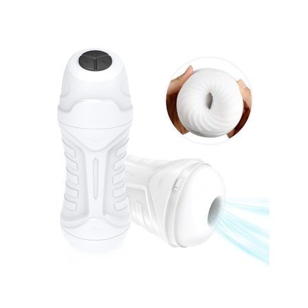 Automatisk onani-hjælpemiddel til mænd, sugende vibrerende onani-kop (hvid)