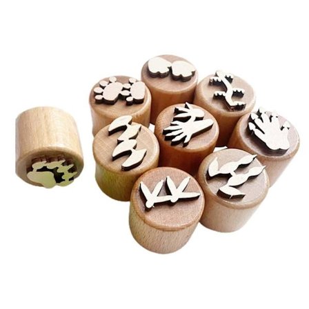 6 Puuta Palaa Puuleimasimia Koristeellinen Päiväkirja Sisustus Suunnittelija Eläinten Jäljet Leimasimet Beige