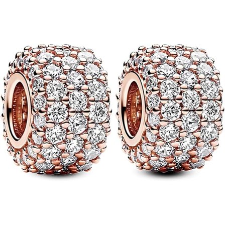 Stopper Clips Berlocker för Armband Vit Koppar med Dam Halsband Present Clips Berlocker med Kubisk Zirkonia