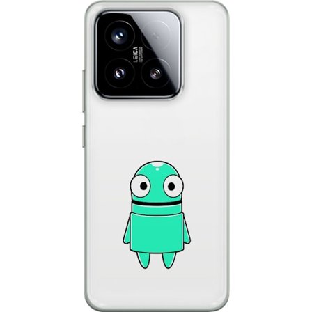 Kompatibel Mobilcover til Xiaomi Xiaomi 15 Turkis tegneseriefigur med store øjne og en glad personlighed i enkel illustration