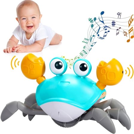 Krabbeleke som kryper - Sensoriske leker for babyer 0-6 måneder, Montessori-leker for 1-4 år gamle, Musikalsk krypende mageleke
