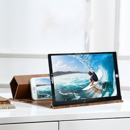 Forstørrelsesglass for mobiltelefon, 12" sammenleggbar forstørrelsesprojektor 3D-skjerm tretelefonholder zoomer stativ forstørrelsesglass for alle 