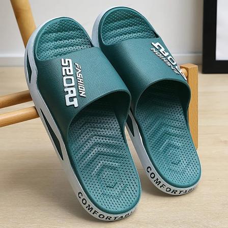 Store Størrelse Mænds Tøfler Sommer Sport Style Slides Anti-Slip Tyk Såle Åndbar Mode Slip-On Strand Fritidssandaler green 42-43