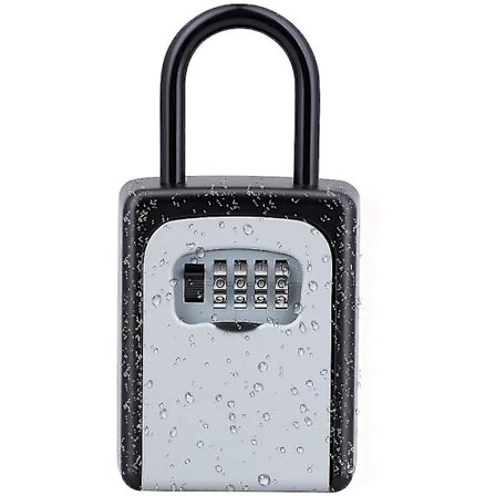 Nyckelbox med Lås, 4-Siffer Kombination Nyckel Förvaring Låsbox Med Återställbar Kod, Bärbar Nyckel Säkerhetsbox F