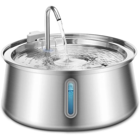 4L Rustfri Stål Kattefontæne, Vandfontæne med vandvindue – let at rengøre kattefontæne, Ultrastille, Filter