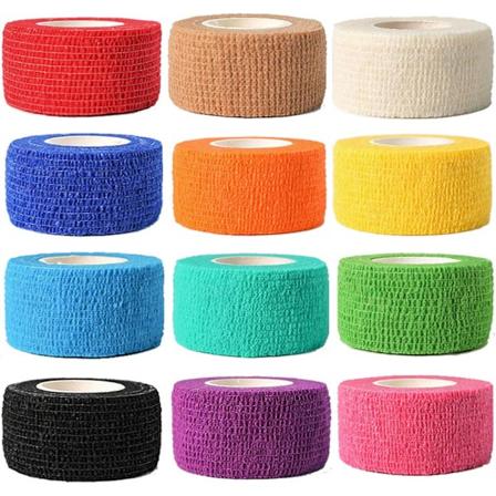 (12-pack) 1” x 5 meter | Självhäftande bandage, elastiskt sportbandage för idrottsskador, stukningar, knä och handled, vrickningar och svullnader ..