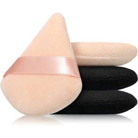 Triangulär Makeup Lös Puder Svamp Puff Makeup Tillbehör (svart + hudton) 4 Stycken