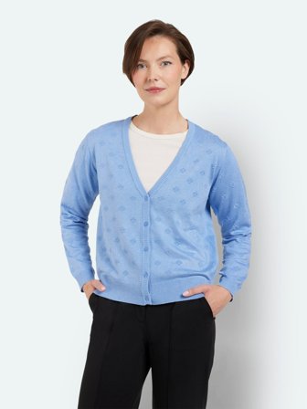 BRANDTEX - Cardigan - Lys Blå Melange