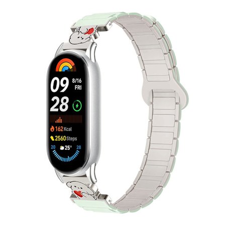 Armband för Xiaomi Smart Band 8/9, Love Puppy Silikon Magnetiskt Klockarmband 14MM (Mintgrön)