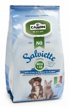 Camon Salviette Muschio&Aloe Per Cani/Gatti 80 Pezzi