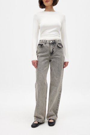 NA-KD Jean droit taille mi-haute - Jeans taille mi-haute - Gris - EU 40