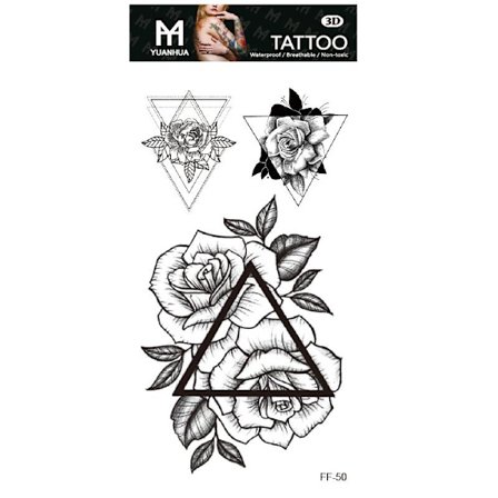 Midlertidig tatovering 19 x 9 cm - Blomster