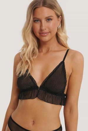 NA-KD Lingerie Randig Mesh-Bh - BH:ar - Svart - Medium