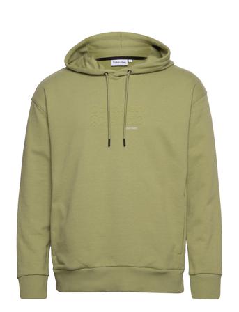 Triple Logo Flock Comfort Hoodie Green Calvin Klein