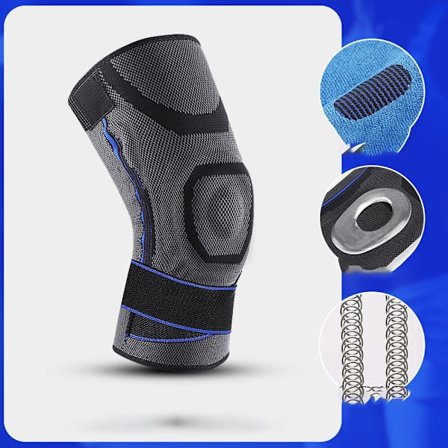 Ett stycke (svart och blå, storlek M) Knäskydd Sleeve | med rem