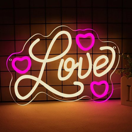 Love LED Neon Lys til Valentinsdag Dekorationer, Valentinsdagsgaver til Ham Hende, Love Hjerte Neon Skilt til Bryllupsdag Vægdekor