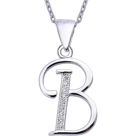 Initialanheng 925 Sterling Sølv Bokstav Halskjede med Cubic Zirkonia Personlige Gaver til Kvinner Damer Jenter