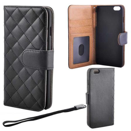 Quiltad Lyxigt Plånboksfodral För Iphone 6 Plus/6s Plus, Svart Svart