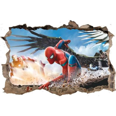 1 stk 3D Stereoskopisk Spider-Man Gjennom Veggen Barnerom