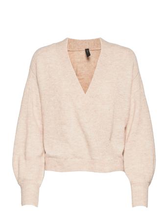 Yasagate Ls Wrap Knit Pullover S. Cream YAS