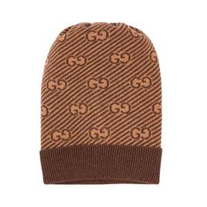 Kids - Gucci Brown GG Logo Beanie L (56cm) - Headwear - L (56cm) - Brown