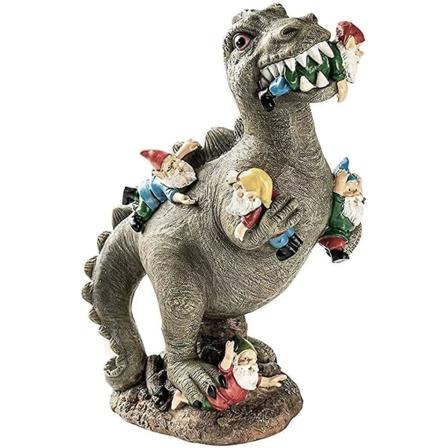 2st Great Garden Gnome Massacre Hart Dinosaurie Äter Gnomes Trädgårdsstaty Väderbeständig Söta Trädgårdstomtar Ornament För Trädgård Gräsmatta 