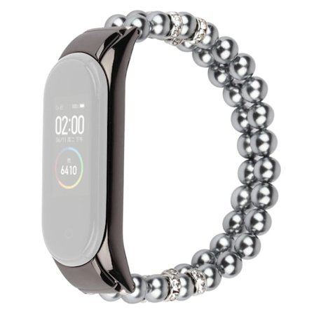 Xiaomi Mi Smart Band 4 / 3 klockarmband med dubbla rader av faux pärla - Svart