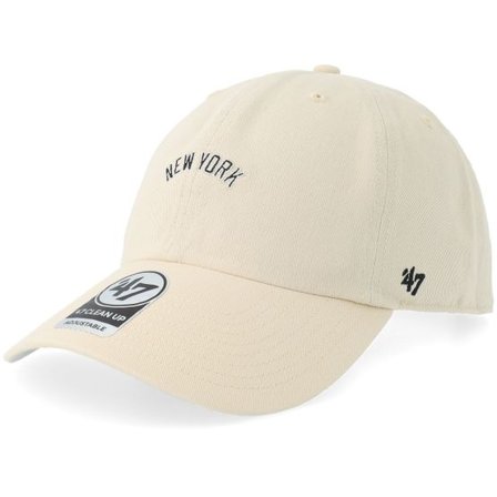 47 Brand - MLB Beige unconstructed Keps - New York Yankees Base Runner Script Clean Up Natural Dad Cap @ Hatstore