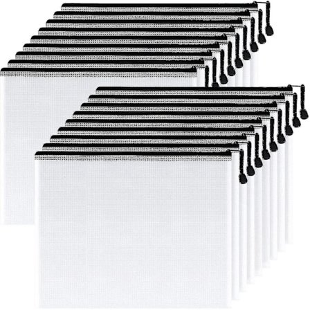 10 st A3 plastnät dragkedja påse vattentät dragkedja väska för skola kontorsmaterial, pussel och spel organisering förvaring