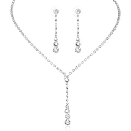 3-delat Bröllopsset med Tårförmad Halsband och Hängande Örhängen, Rhinestone Kristall Choker Smycken för Bröllop, Fest och Formella Tillfällen