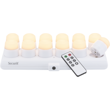 LED-Värmeljus set Varmvit 12st med Magnetisk Laddstation