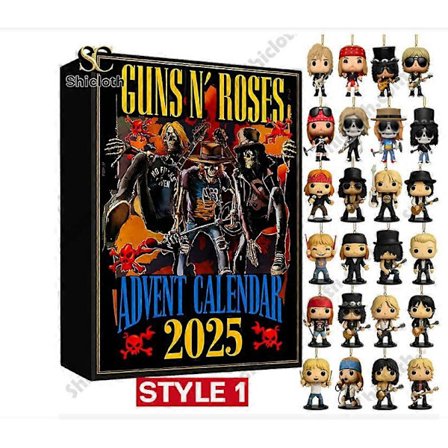 Uusi Guns N' Roses -joulusokkolaatikko, joulukuusenkoriste, akryyliriipus