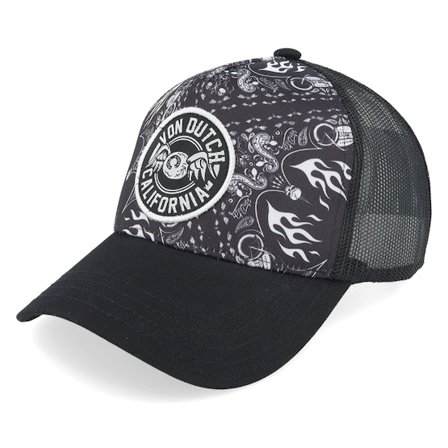 Von Dutch - Black - trucker - Cap - Bandana Black/Grey A-Frame Trucker - Hatstore