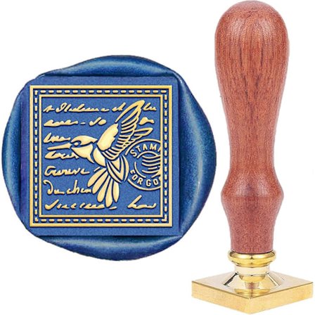 DIY Scrapbook Messing Voks Segl Stempel og Trehåndtak Sett Kolibri Mønster 89mm Stempel: 25x25x14.5mm