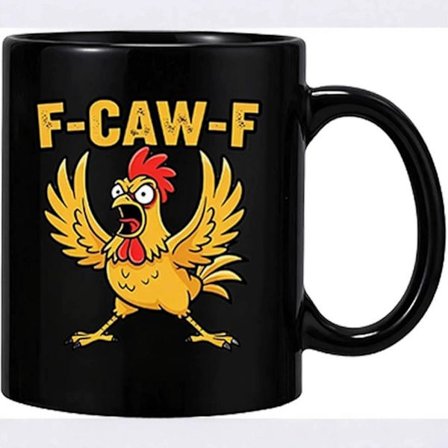 F-Caw-F Rolig Kycklingmugg Keramisk Kaffemugg, F-Caw-F Sarkastisk Mugg, 33 cl Tupp Humoristiska Muggar, Galen Tupp Kyckling Humor Kaffekopp Gåv{ROG}