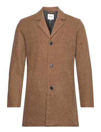 Jjzac Wool Coat Ullfrakk Frakk Beige Jack & J S*Betinget Tilbud