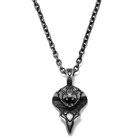 Collar de acero gris con cobra Jax para hombres - Collares acero