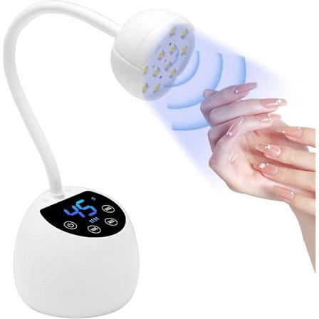 Mini UV Neglelakk Lampe med Smart Auto Sensor og Display, 12 Lysdioder Mini Neglelakk Lampe, UV Lamper for Gel Negler med 3 Moduser, Bærbar LED 