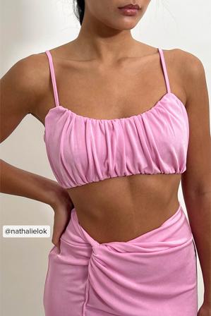 NA-KD Gerafftes cropped Oberteil - Tops - Rosa - Small