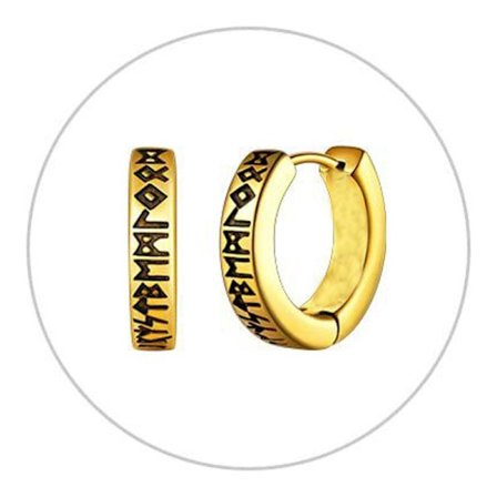 2-pak Vikinge Runa Øreringe til Mænd - 316L Rustfrit Stål Spirituel Amulet Familie Creole Øreringe