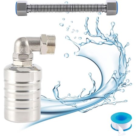 Helautomatisk 304 rostfritt stål flottörventil, automatisk vattennivåregulator för vattentank, mini rostfritt stål flottörbollventil (plugg)