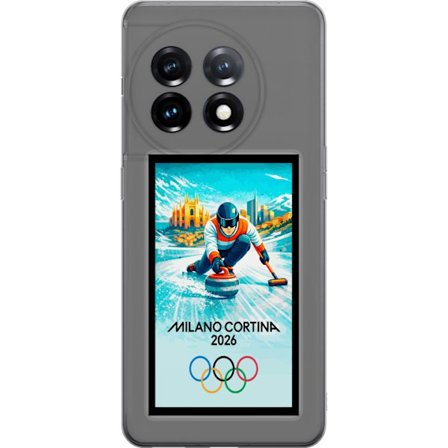 Yhteensopiva Puhelinkuori OnePlus 11R Jääkiekkoilukuva, jossa pelaajat liikkuvat jäällä, Milano Cortina 2026, Milanin maamerkit ja olympialaisten renk