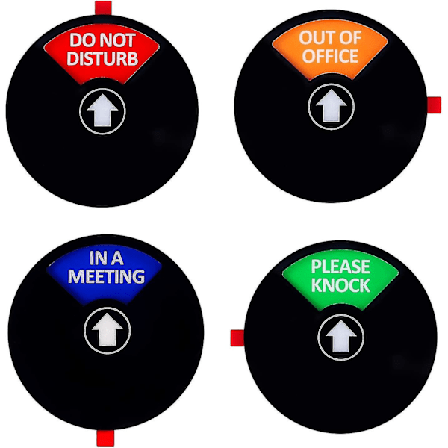 Privatlivsskilt, Forstyr ikke-skilt, ude af kontoret-skilt, bank på-skilt, i møde-skilt, kontorskilt, konferenceskilt til kontorer, 5 tommer, sort-y