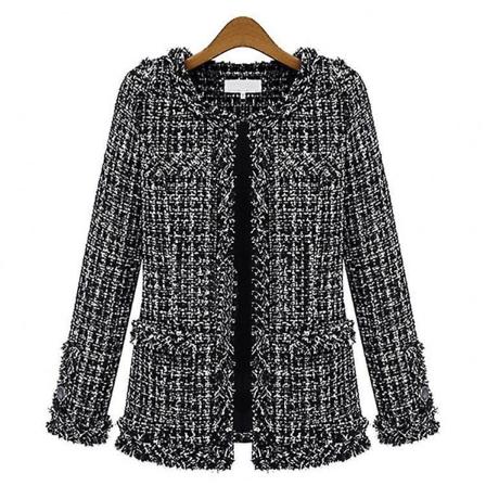 Dam elegant vintage rutig tweed ytterplagg för vintern M