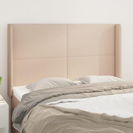 Vidaxl Huvudgavel Med Kanter Cappuccino 147x16x118/128 Cm Konstl Brun