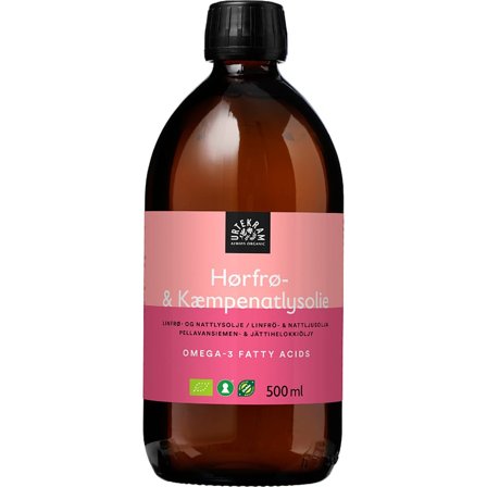 Urtekram Hørfrø- & kæmpenatlysolie Ø, Helse & Madvarer, Olier & Eddike, Hørfrøolie
