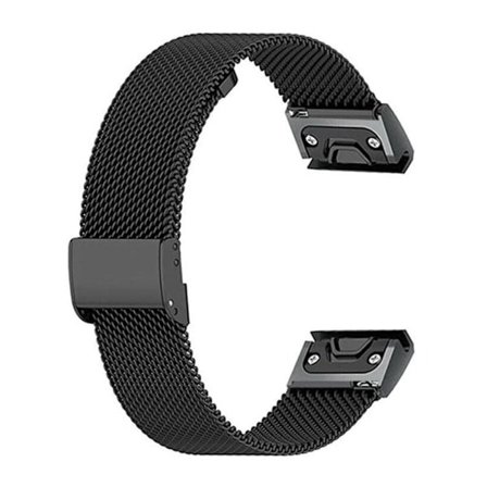 Garmin Fenix 7X/6X/5X Milanese Metal Watch Band - Black