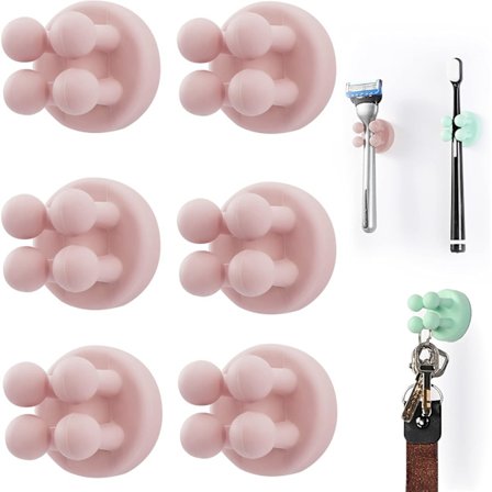 Silikoninen hammasharjateline 6 kpl monitoimikoukku partaterän pidike vedenpitävä itseliimautuva seinään asennettava yksinkertainen koukku seinälle 